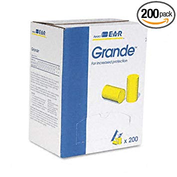 Aearo EAR : E-A-R Classic Grande Ear Plugs in Pillow Paks, PVC Foam, Yellow, 200 Pairs/Box -:- Sold as 2 Packs of - 200 - / - Total of 400 Each