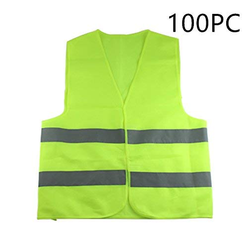 100 PCS New Safety Vest Security Visibility Reflective Vest with Reflective Stripes Construction Traffic(Neon Yellow) (yellow-100PC)