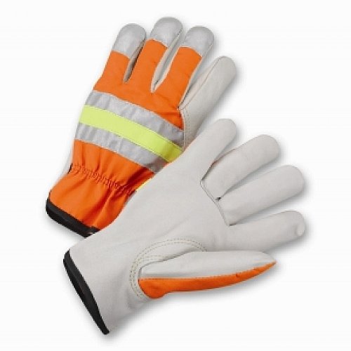 Leather Driving Gloves Mens Extra-Large West Chester Hi Vis Safety 100% cowhide (lot of 12)