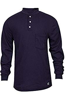National Safety Apparel C54PIBSLS3X FR Classic Cotton Long Sleeve Henley, 100% FR Cotton, 3X-Large, Navy
