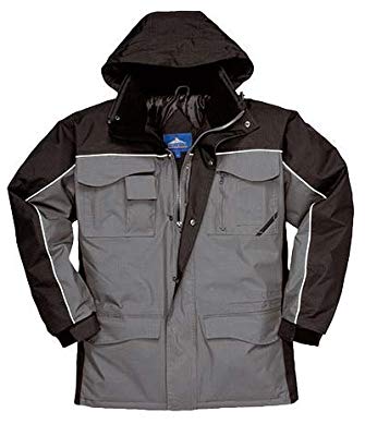 Portwest US562BYRXXXL Regular Fit Ripstop Parka, 3X-Large, Black/Gray