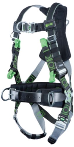 Miller RKNFDSL-QC-BDP/S/MBK Revolution Harness with Kevlar-Nomex Webbing, Front D-Ring, Suspension Loop, Removable Belt, Side D-Rings and Pad and Quick-Connect Leg Buckles, Black, Small/Medium