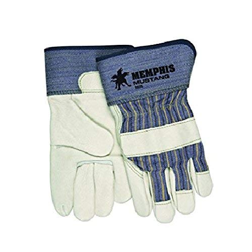 Memphis Gloves Mustang Leather Palm Gloves, Blue/Gray, Extra Large, 12 Pairs 127-1935XL