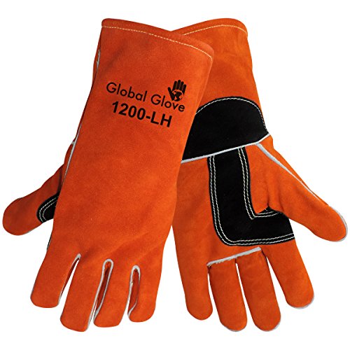 Global Glove 1200-LH Kevlar Sewn Premium Grade Shoulder Split Welder Left Hand Glove, Work, 1 Size, Russet (Case of 72)