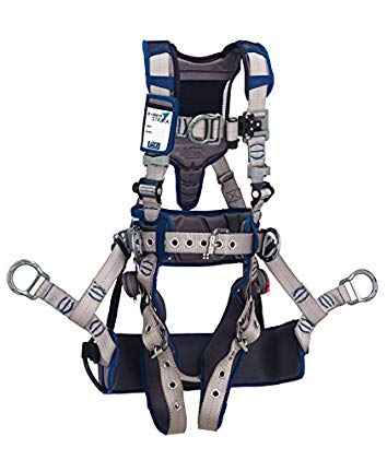 3M DBI-SALA 1112587 ExoFit STRATA, Aluminum Back, Front, & Side D-Rings, TB Leg Straps with Sewn in Hip Pad & Belt, Large, Blue/Gray
