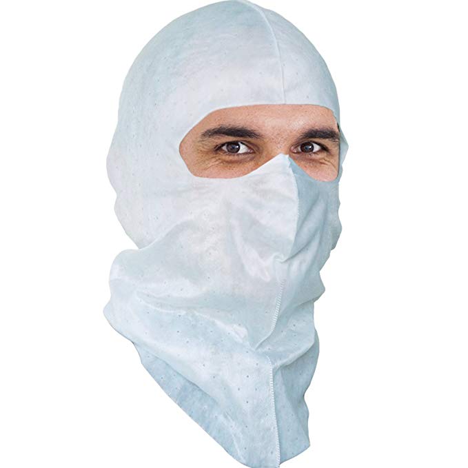 Aqua Blue Soft-stretch Hood & Face Mask (Spray Sock) for Food Manufacturing. $1.56 Ea, 50 Per Pack