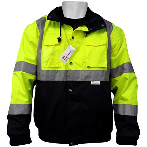 Global Glove GLO-B1 FrogWear Class 3 Polyurethane Five in One Winter Jacket with 3M Scotchlite Reflective, Medium (Case of 12)