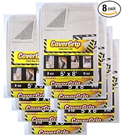 CoverGrip 8 Oz Canvas Safety Drop Cloth, 5' x 8', (Pack Of 8)