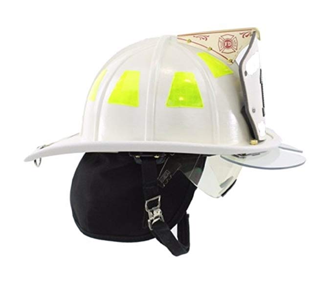 MSA 1044DDW Cairns Fire Helmet with Defender, Deluxe Leather, Crown Pad, PBI/Kevlar Earlap, Nomex Chinstrap with Quick Release, Postman Slide and 6