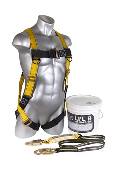Guardian Fall Protection 00870 Li'l Bucket of Safe-Tie with HUV, Shock Absorbing Lanyard and Red Nylon Bag (2 Pack)