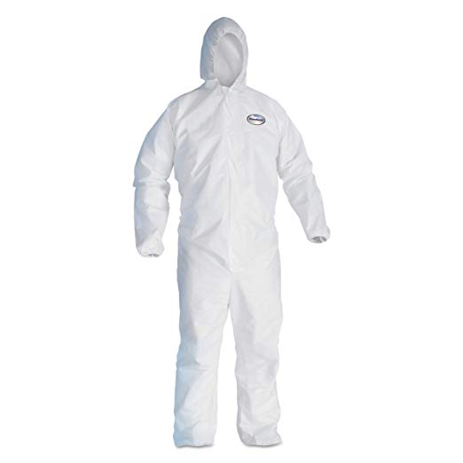 KleenGuard 44324 A40 Elastic-Cuff and Ankles Hooded Coveralls, White, X-Large (Case of 25)