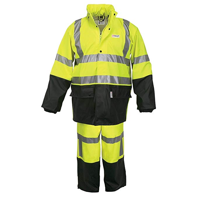 Lg Lime & Black Luminator .40 mm Class 3 Flame Retardant 2 Piece Rain Suit