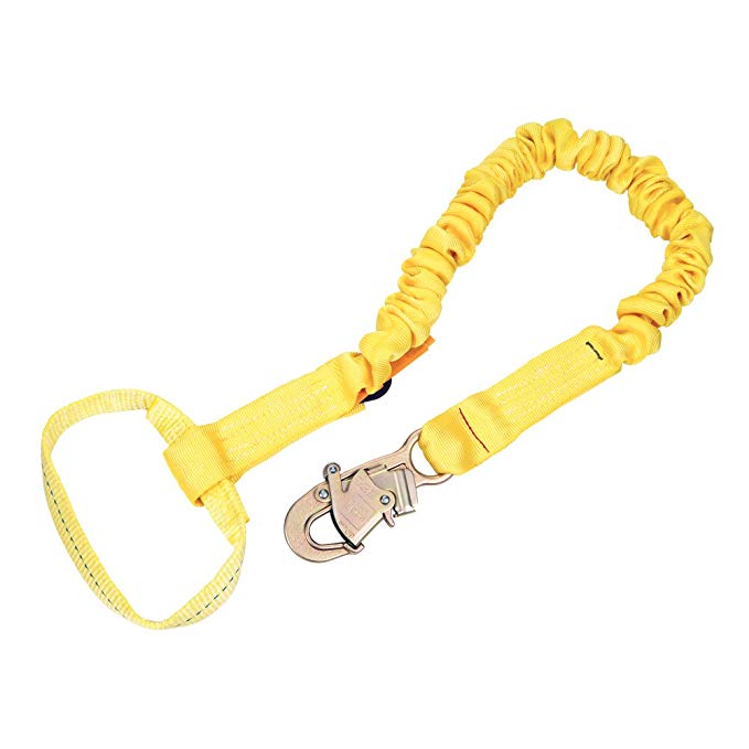 3M DBI-SALA,ShockWave2 1244310 Shock Absorbing Lanyard, 6' Single-Leg with Elastic Web with Snap Hook At One End, Web Loop Choker At Other End, Yellow