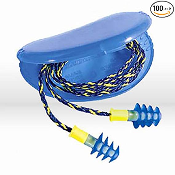 Howard Leight by Honeywell FUS30-HP Fusion Multiple-Use Earplugs, Regular, 27NRR, Corded, Blue/White - Includes 100 pairs of earplugs.