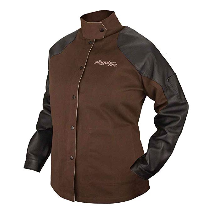 Black Stallion BSX BW9C/PS AngelFire Chocolate 9oz. Brushed Fire Resistant Cotton with Pigskin Grain Sleeves Welding Coat - X-Large