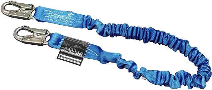 Miller by Honeywell 216MD/10FTBL 10-Feet Manyard II Shock-Absorbing Stretchable Web Lanyard with 2 Locking Snap Hooks, Blue