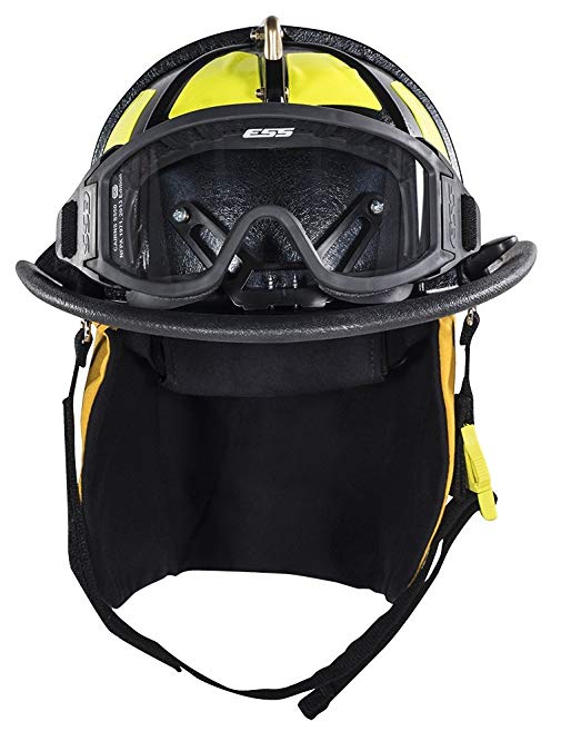 MSA 10047433 CairnsFire Helmet with ESS Goggles, Economy Flannel Liner, Nomex Earlap, Chinstrap, Quick Release, Tetrabar and 5