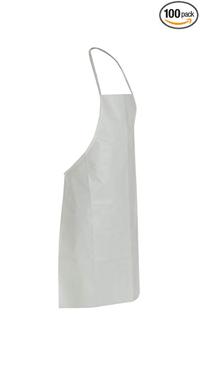DuPont Tyvek 400 TY273B Disposable Protective Bib Apron, White, Universal Size (Pack of 100)