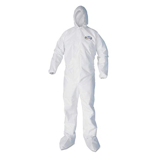 KleenGuard 44337 A40 Elastic-Cuff, Ankle, Hood & Boot Coveralls, White, 4X-Large (Case of 25)