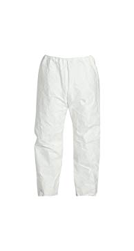 DuPont Tyvek 400 TY350S Disposable Pant with Elastic Waist, White, Large (Pack of 50)