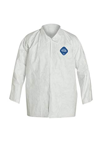 DuPont Tyvek 400 TY303S Disposable Shirt with Open Cuff, White, Large (Pack of 50)