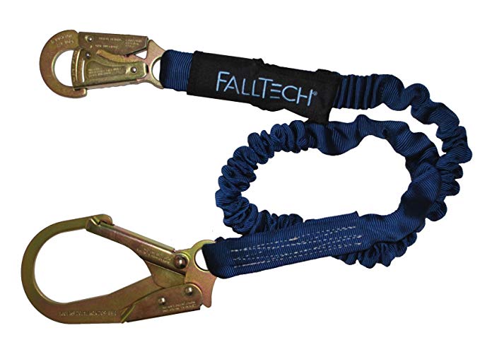 FallTech 82403 ElasTech 6-Foot Shock Absorbing Lanyard with Rebar Hook