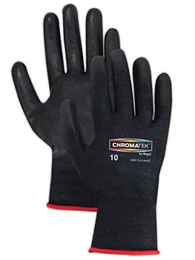 Magid CT500 ChromaTek HPPE Polyurethane Palm Coated Glove with Knit Wrist Cuff, Work, Size 5, Black (12 Pairs)