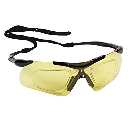 Jackson Safety Nemesis Safety Glasses with Rx Inserts (38504), OTG Protective Glasses, Amber Anti-Fog Lenses, Black Frame, 12 Pairs / Case