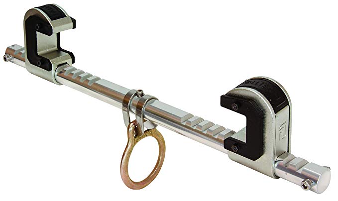FallTech 7530 Steel, Trailing Beam Clamp Steel - Dual Ratcheting for Centering on I-beam, Machined Aluminum Bar, Steel Jaws w/Slider Pads, 4