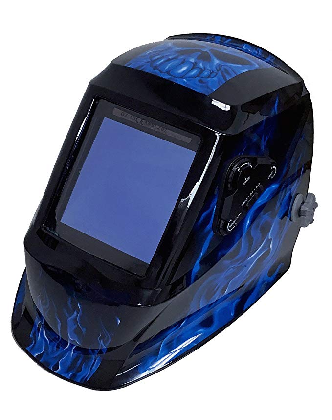 Instapark ADF Series GX990T Solar Powered Auto Darkening Welding Helmet with 4 Optical Sensors, 3.94