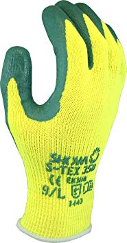 SHOWA S-TEX350 Nitrile Palm Coating Glove, Hagane Coil Hi Visibility Seamless Liner, Cut Resistant, Large (Pack of 12 Pairs)