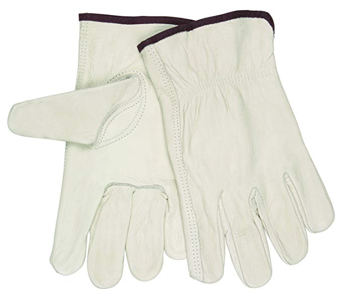 MCR Safety 3213XXXL Industry Grade Unlined Grain Cow Leather Driver Men' Gloves with Keystone Thumb, Cream, 3X-Large, 1-Pair