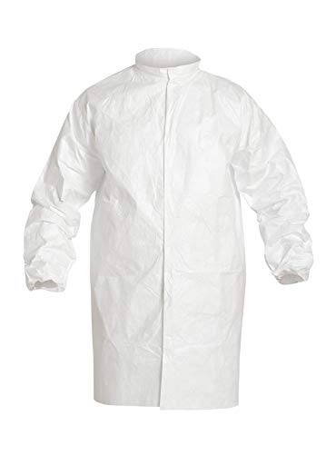 DuPont Tyvek IsoClean IC263S Snap Front Frock, White, Large (Pack of 30)