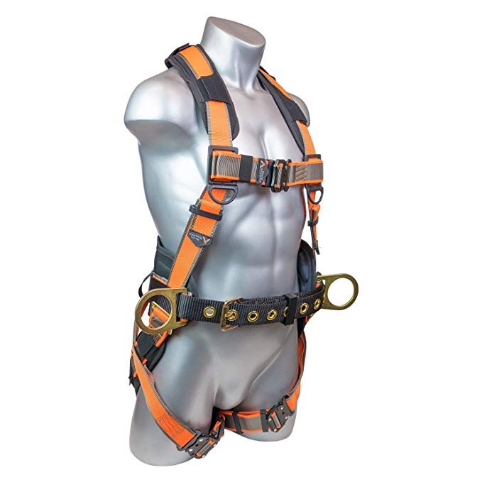 Warthog Comfort MAXX Construction Harness with Belt: Fall Protection Body Support with Side D-Rings and Additional Padding (S-M-L)