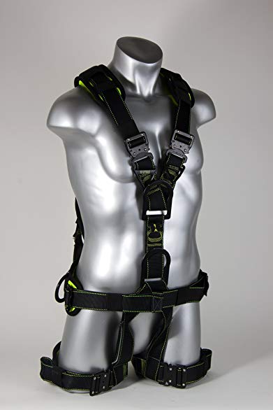 Guardian Fall Protection 11034 XL Tower Harness with Quick Connect Chest Buckle, QC Leg Buckles and Combination Waist