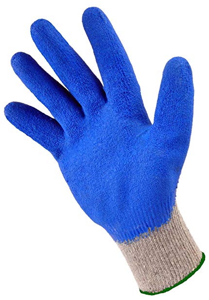 G & F 3100L-10 Rubber Latex Coated Work Gloves for Construction, Blue, Crinkle Pattern, Men's Large (120 Pairs)