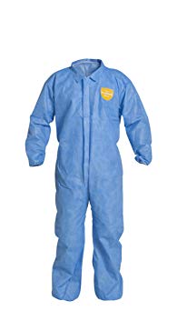DuPont ProShield 10 PB125S Disposable Protective Coverall with Serged Seams, Elastic Cuff and Ankles, Blue, Medium (Pack of 25)
