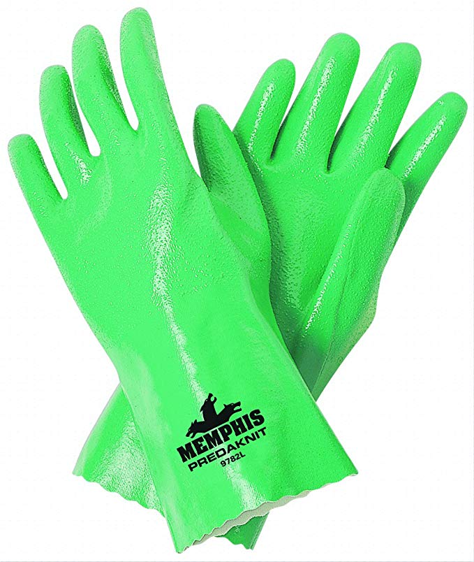 MCR Safety 9782XL Predaknit Green Supported Nitrile Gloves with 12-Inch Gauntlet, Rough, Green, X-Large, 1-Pair