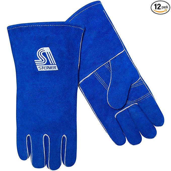 Steiner 02509F-X ThermoCore Foam Lined Shoulder Split Cowhide Stick Welding Gloves, Blue, X-Large, (12-Pack)