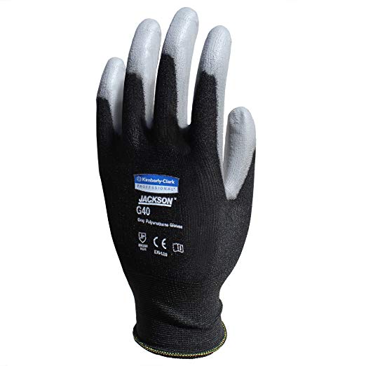 Jackson Safety G40 Polyurethane Coated Gloves (38728), Size 9.0 (Large), High Dexterity, Grey, 12 Pairs / Bag, 5 Bags / Case, 60 Pairs