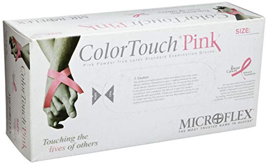 Microflex ColorTouch Pink Latex Glove, Powder Free, 9.6