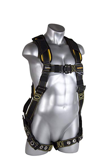 Guardian Fall Protection 21041 Cyclone Harness with QC Chest/TB Leg/No Waist Belt/Non Construction, Black/Yellow