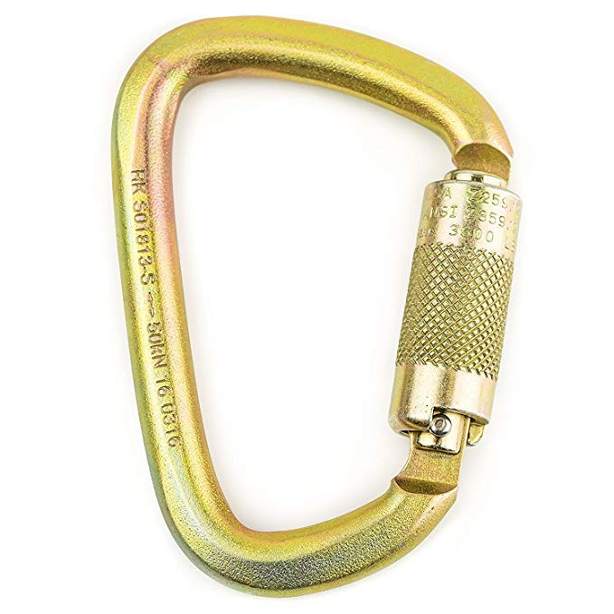 Spidergard S01813-S(20) Steel Carabiner 50kn (11,200 lb) Rated, Twist Auto Lock, ANSI Certified (Qty: 20)