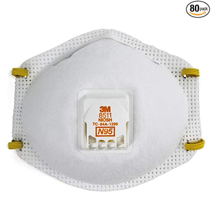 3M 8511 Particulate N95 Respirator with Valve-80 Count Pack (With Valve)