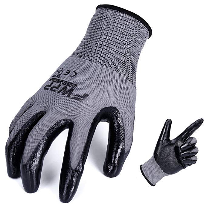 FWPP Black Nitrile Coated Work Gloves,Nylon Breathable Light Weight Garden Gloves for Men and Women,Antistatic Skin Flexible Safety Gloves,Pack of 1 BOX 120Pairs Medium