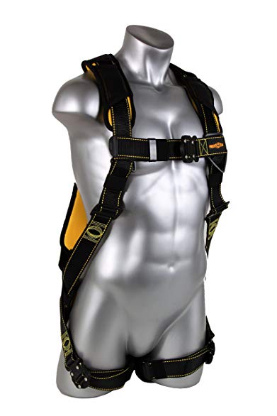 Guardian Fall Protection 21046 Cyclone Harness with QC Chest/QC Leg/No Waist Belt/Non Construction, Black/Yellow