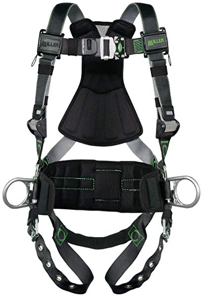 Miller RDT-TB-DP/UBK Revolution Harness with DualTech Webbing, Side D-Rings and Pad and Tongue Leg Buckles, Black, Universal Size (Large/XL)