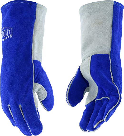 West Chester IRONCAT 9051 Premium Split Cowhide Leather Stick Welding Gloves: Blue/Grey, X-Large, 12 Pairs