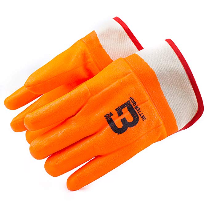 (Box Deal) Better Grip BG105ORG Heavy Duty Premium Sandy finished PVC Coated Glove with Safety Cuff, Chemical Resistant, Large, Fluorescent Orange, Sanitation Gloves, Pack of 72 Pairs (1 Case)