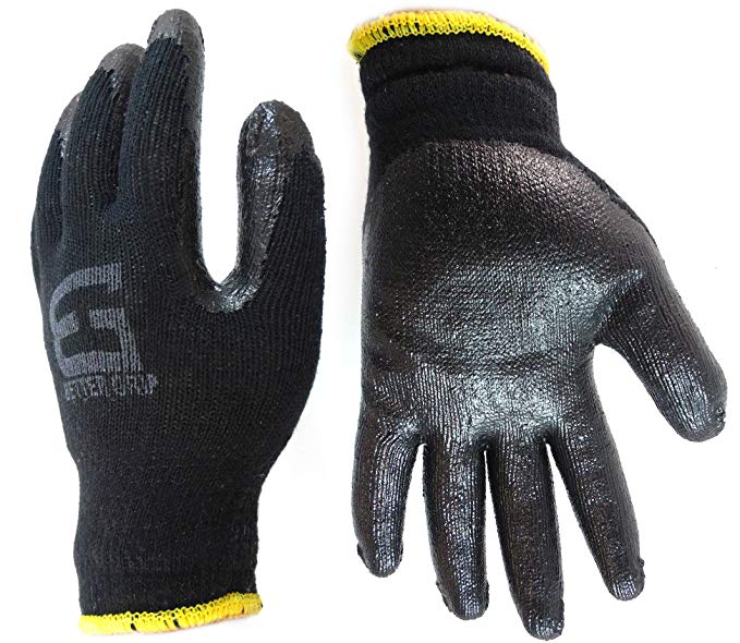 Better Grip Heavy Duty Premium Knit Latex Palm Gloves, Double Dipped Coating, Black (BGEBBLK,240)